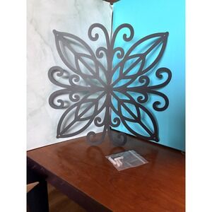 Decor Black Metal Wall Decoration Abstract Contemporary Matte Sculpture NIB